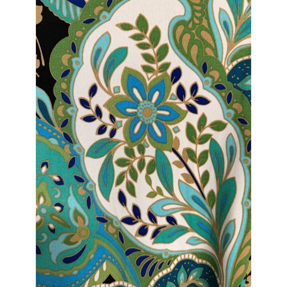 Banana Republic Women Warp Dress Size Small S Blue Green Floral 3/4 Stretch EUC - Picture 4 of 8